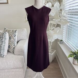 MM Lafleur Sleeveless V-Neck Sheath Midi Dress in Deep Plum Size 8